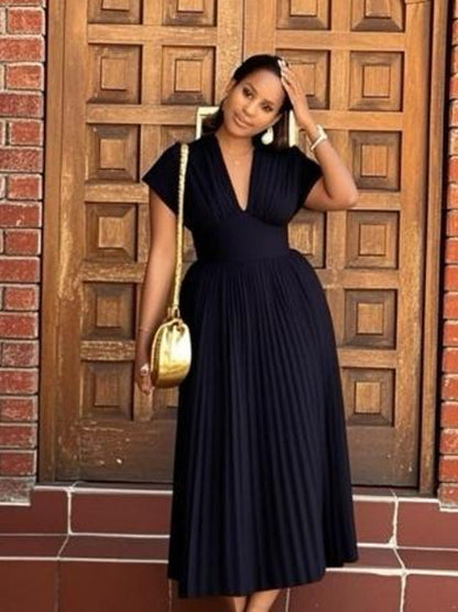 Elegant Pleated Midi Dress ORIS WEAR