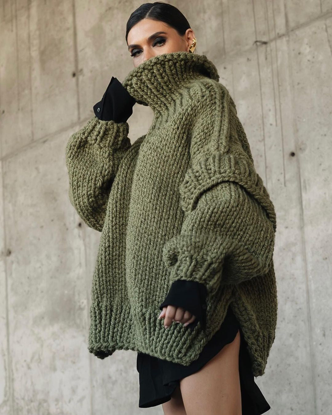 Pull femme fluide vert armé — ORIS WEAR