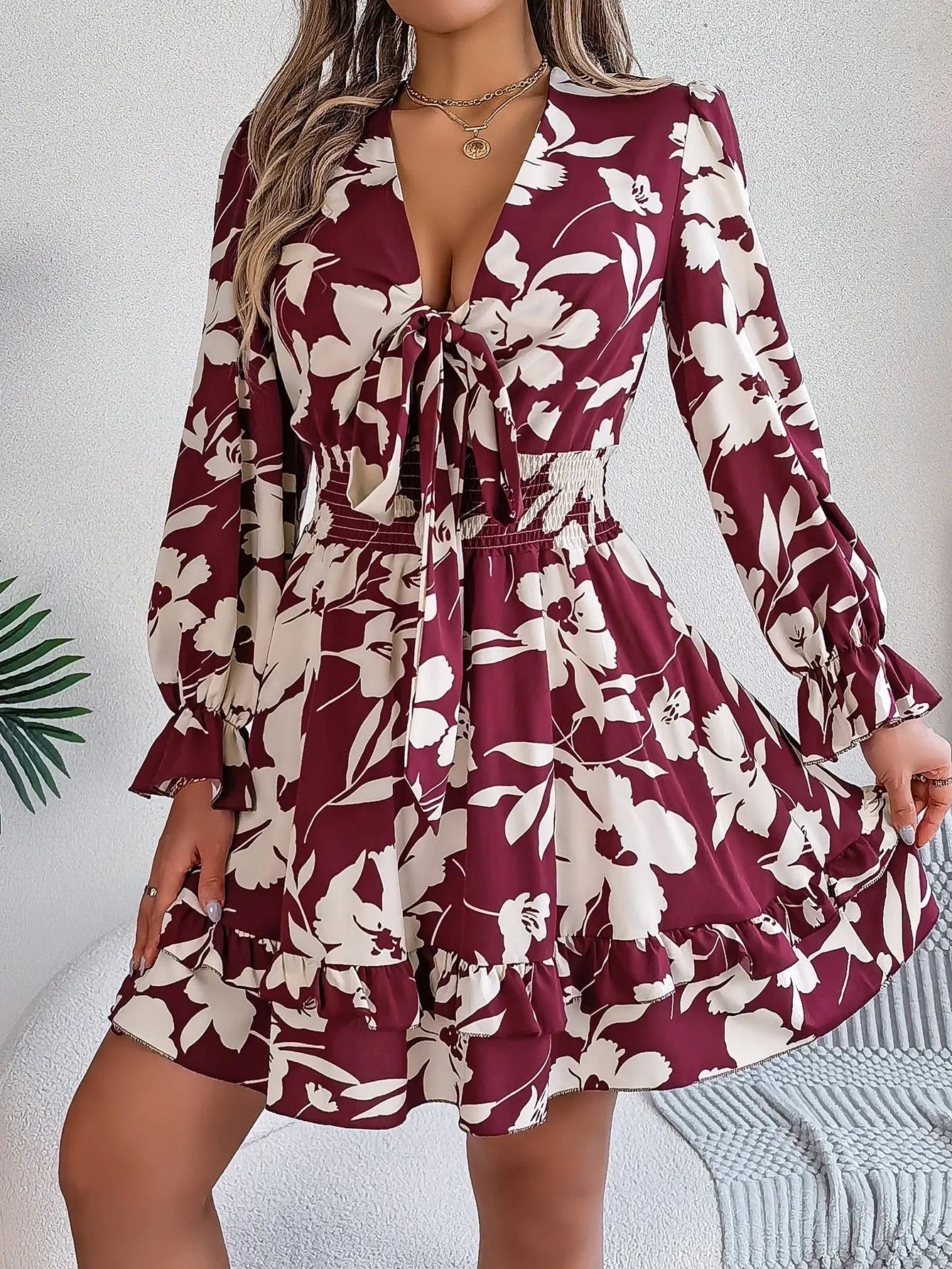 ROSE | ROBE FLORALE A VOLANTS ORIS WEAR