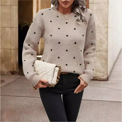 Pull Jacquard à Pois avec Col Rond Élégant ORIS WEAR