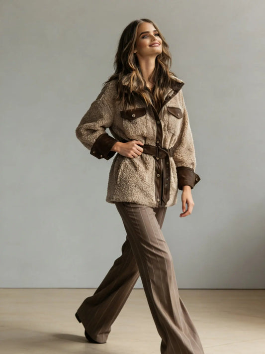 Veste femme de soirée beige et marron — ORIS WEAR
