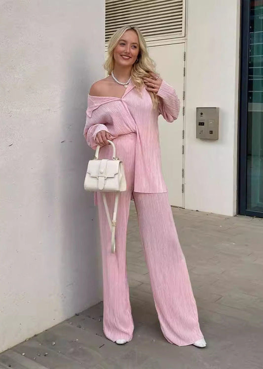 Ensemble chemise plissée & pantalon droit confortable ORIS WEAR