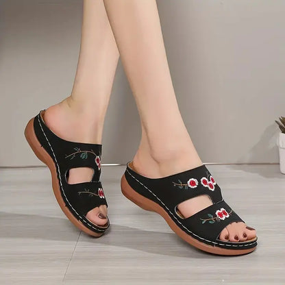Sandales Fleur à Talon Compensé Grande Taille ORIS WEAR