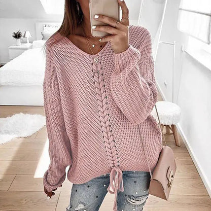Pull en Maille avec Lacet Décolleté V ORIS WEAR