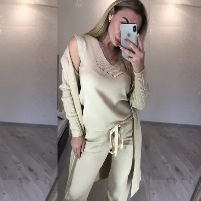 Ensemble Tricot Femme 3 Pièces – Élégance Décontractée pour les Journées Fraîches ORIS WEAR