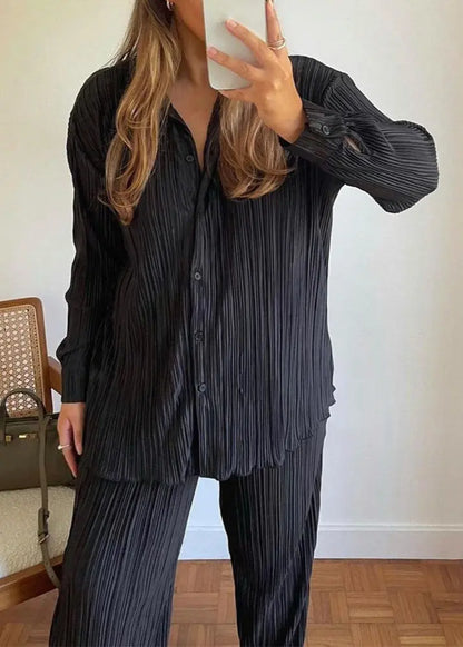 Ensemble chemise plissée & pantalon droit confortable ORIS WEAR