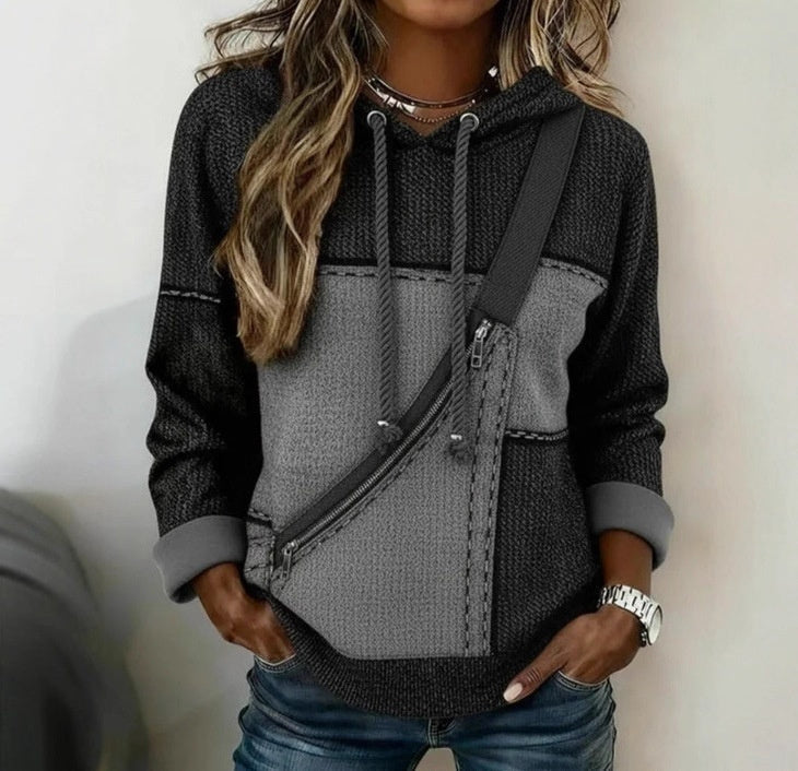 Sweat à Capuche Patchwork Zippé Femme ORIS WEAR