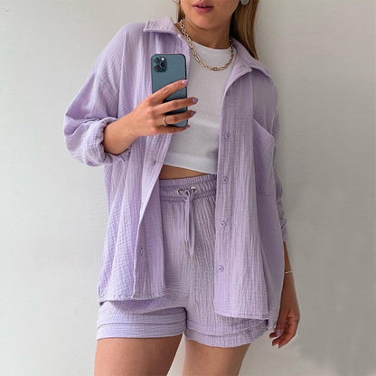 Look Printanier Décontracté – Ensemble Chemise & Short Taille Haute ORIS WEAR