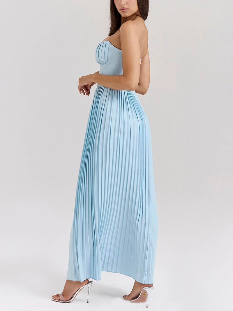 Robe Mode Élégante Sans Manches à Plis et Col V ORIS WEAR