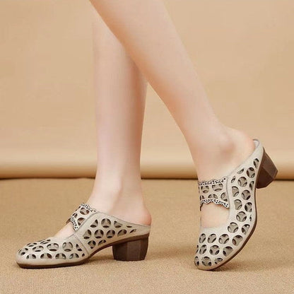 Sabots Femme Rétro en Cuir PU, Bout Rond, Slip-on ORIS WEAR