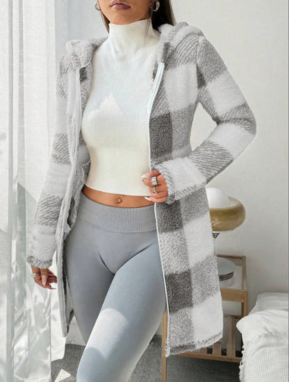 Cozy Plaid Hooded Coat ORIS WEAR