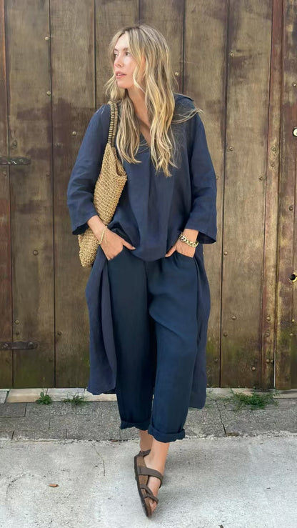 Liberté Douce – Ensemble Col V à la Coupe Ample & Teinte Épurée ORIS WEAR