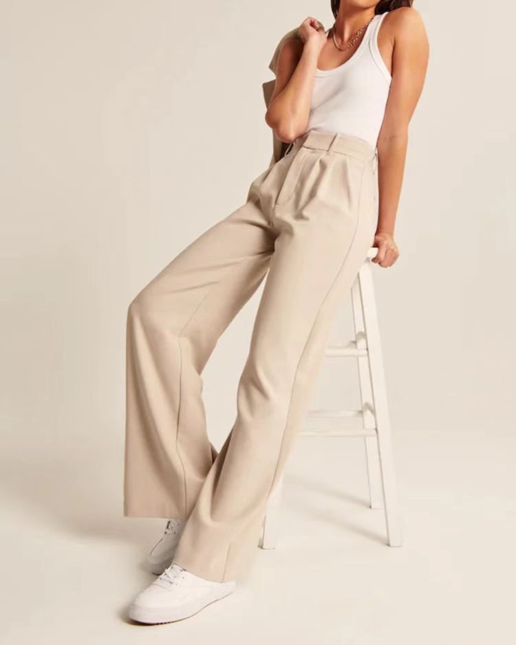 Pantalon droit taille haute  décontracté à jambes larges ORIS WEAR