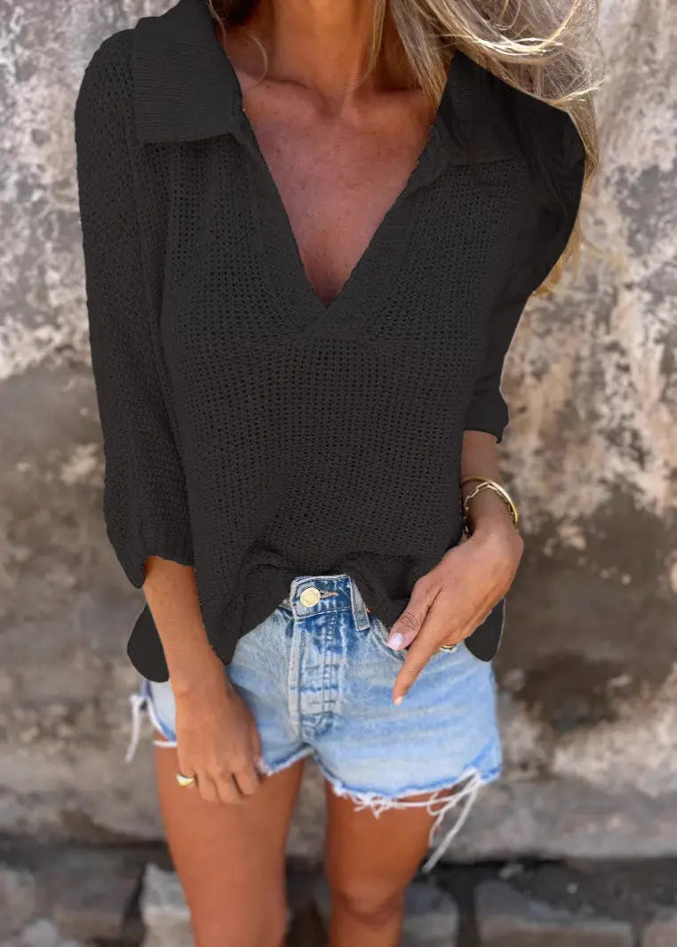 Pull Femme Col Châle Coton Stretch ORIS WEAR