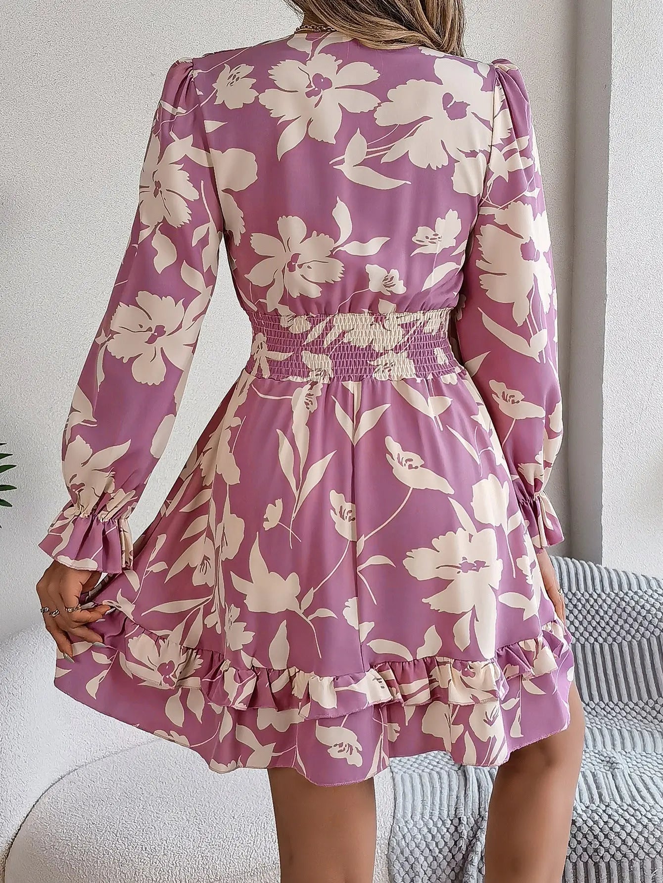 ROSE | ROBE FLORALE A VOLANTS ORIS WEAR