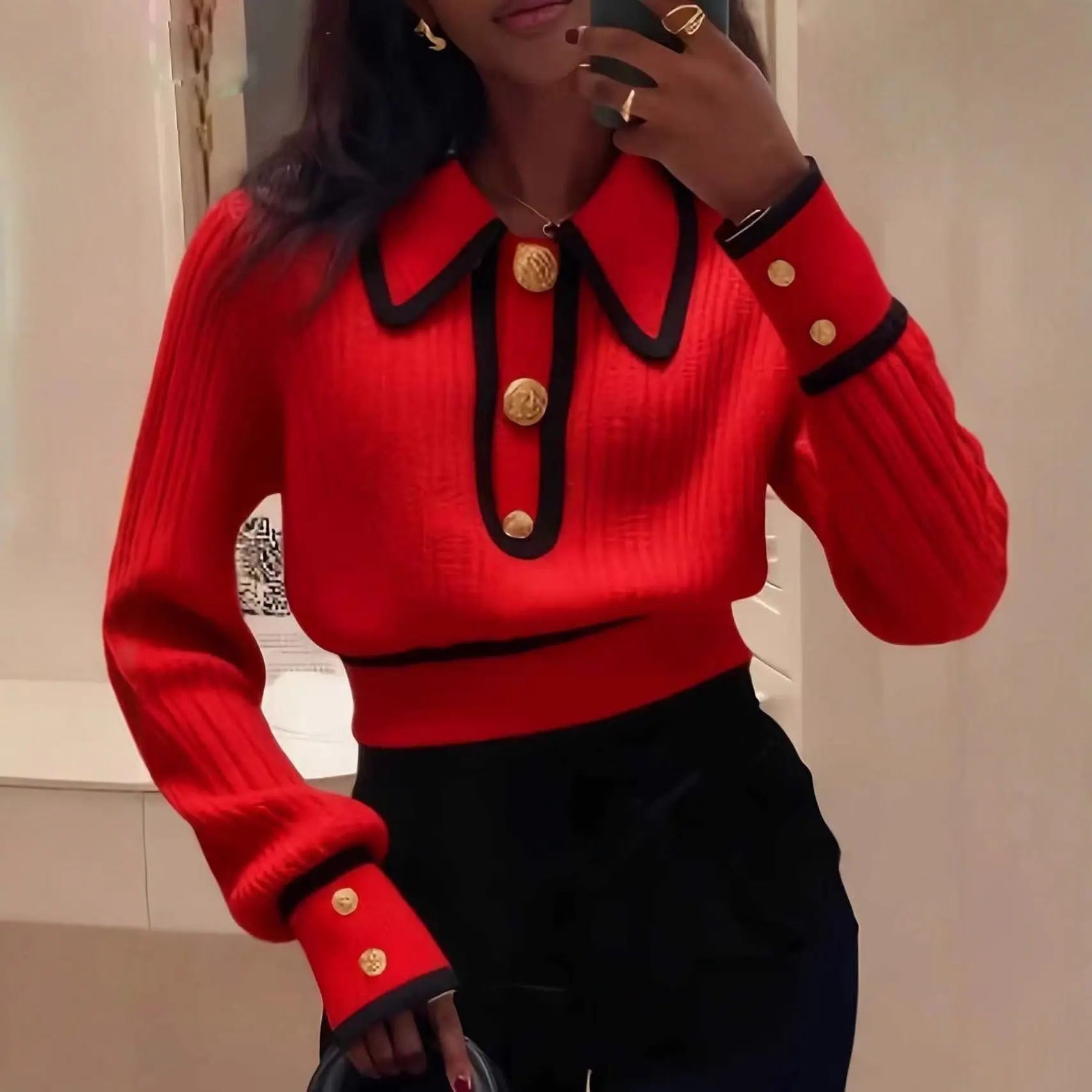 Pull rouge color-block style designer ORIS WEAR