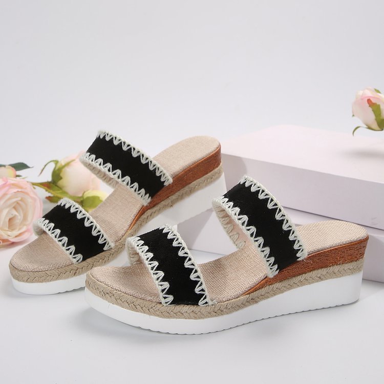 sandales d'été de style ethnique à doubles lanières larges ORIS WEAR