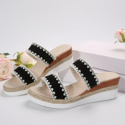 sandales d'été de style ethnique à doubles lanières larges ORIS WEAR