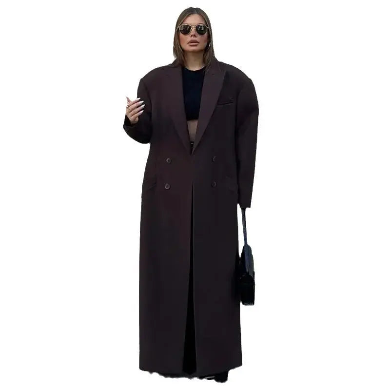 Manteau chic effet laine à double boutonnage avec col à revers ORIS WEAR