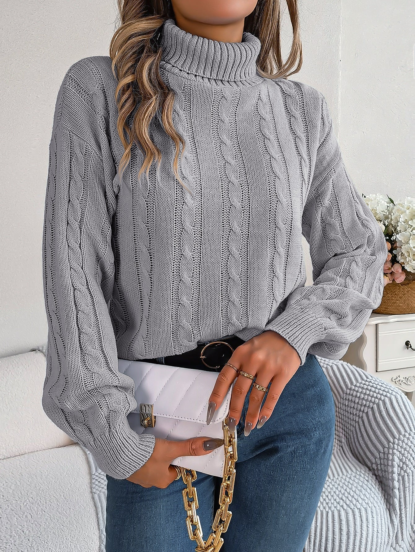 Pull col roulé uni à manches longues – Élégance et confort ORIS WEAR