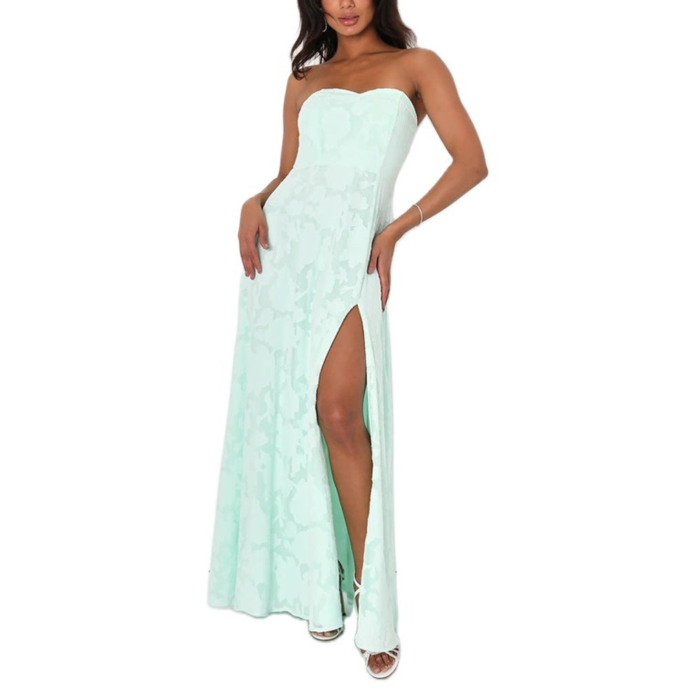 Eva | Robe longue brodée florale à épaules dénudées — Coupe corset Acme