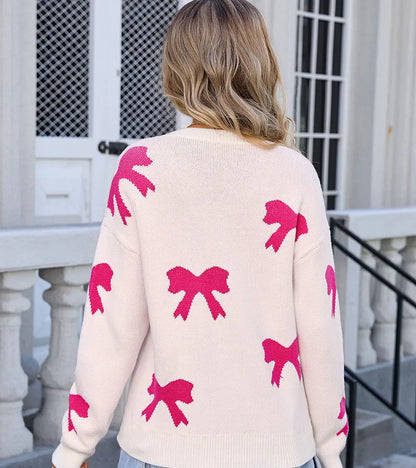 Sweater Bow Print Roundneck ORIS WEAR