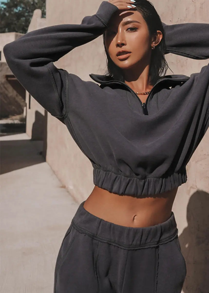 Ensemble Décontracté Femme – Sweat Col Montant & Pantalon Large ORIS WEAR
