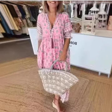Robe Bohème à Manches Lanternes et Volants ORIS WEAR
