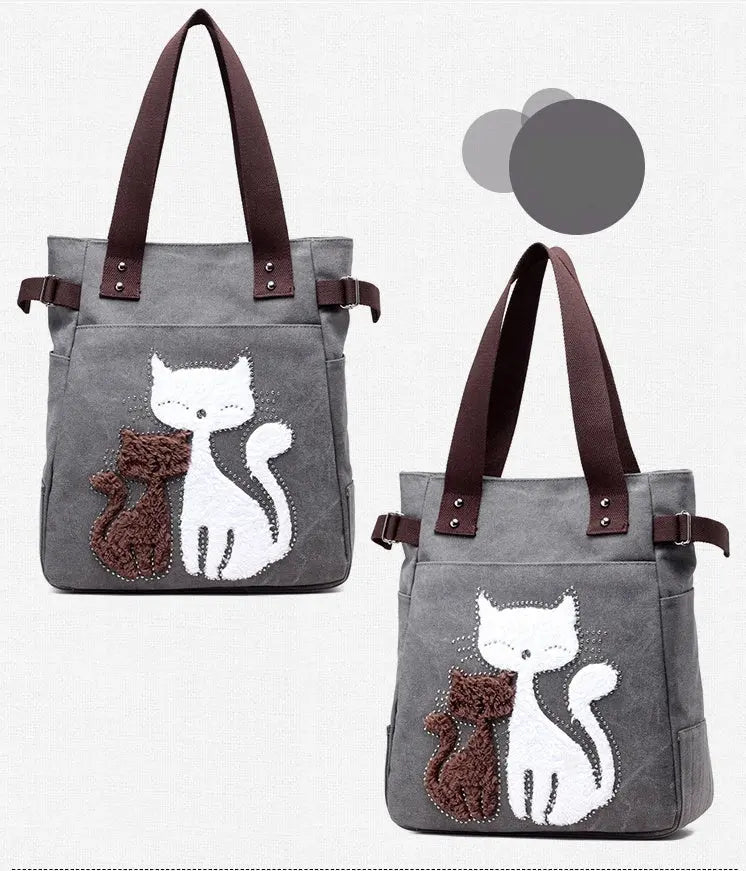 Sac en Toile avec Chat Mignon Appliqué ORIS WEAR