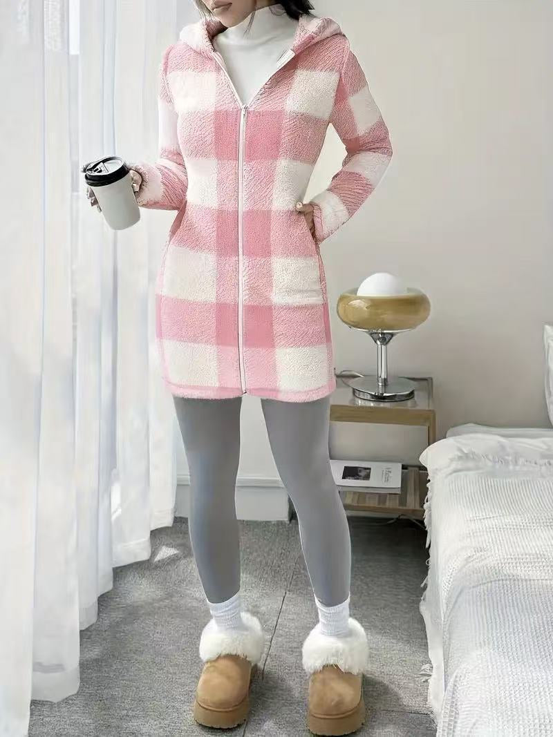 Cozy Plaid Hooded Coat ORIS WEAR