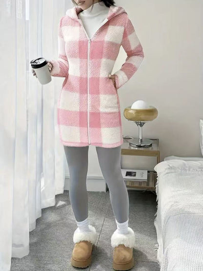 Cozy Plaid Hooded Coat ORIS WEAR
