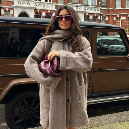 Manteau Long Élégant avec Écharpe Intégrée ORIS WEAR