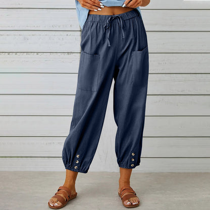 Pantalon à cordon de serrage en coton et lin ORIS WEAR