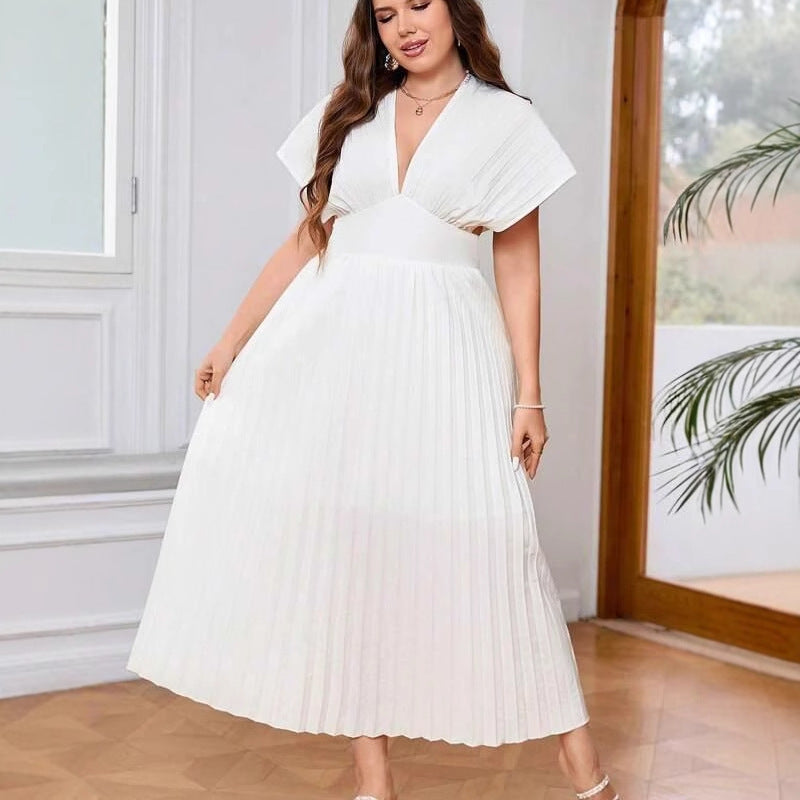 Elegant Pleated Midi Dress ORIS WEAR