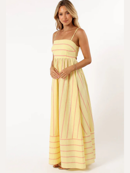 Robe longue femme fleurie jaune — ORIS WEAR