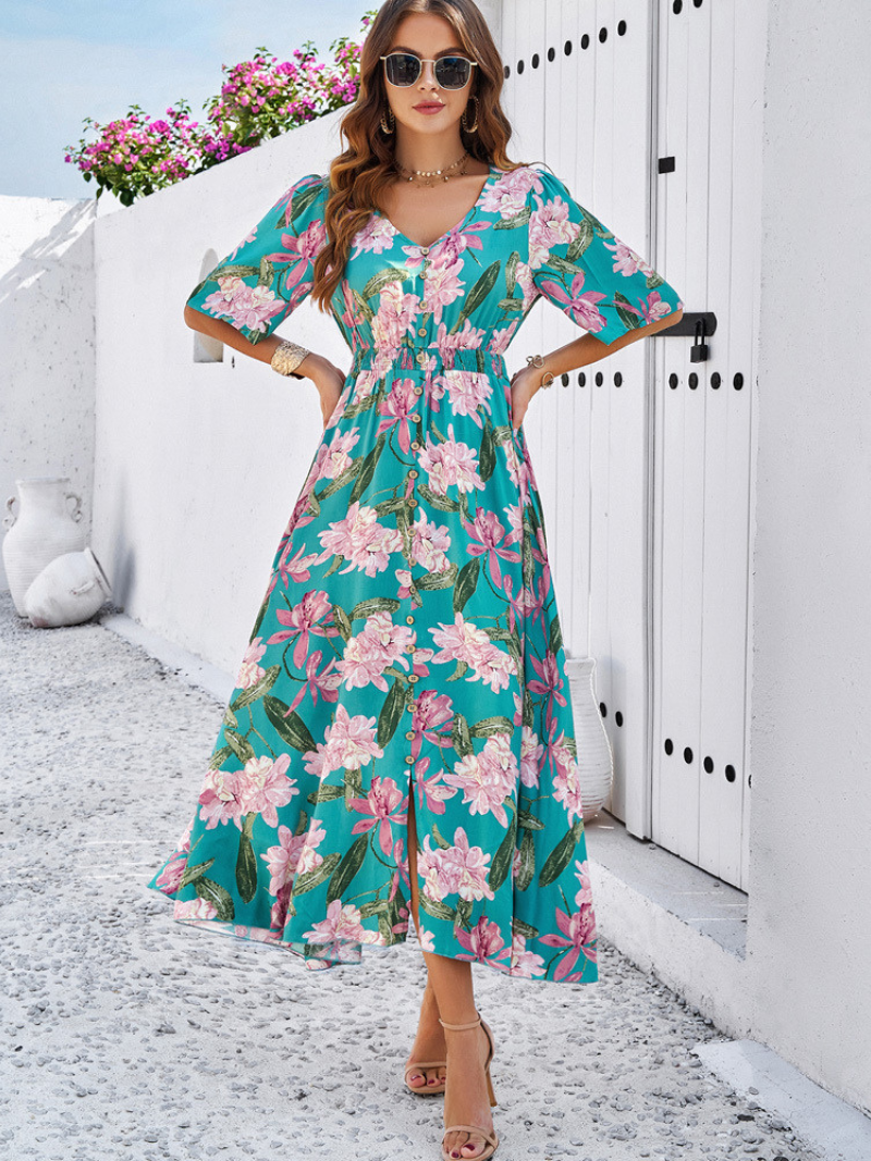 Robe Fleurie Décontractée Fendue Femme ORIS WEAR