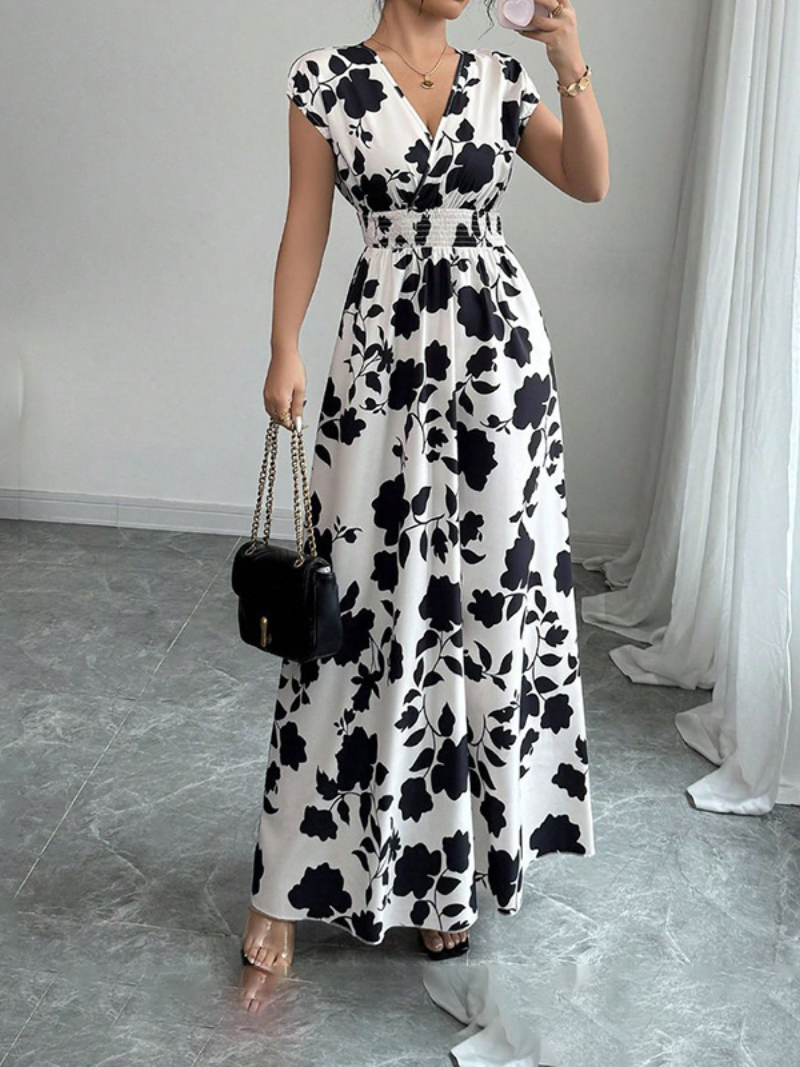 Robe Longue Élégante d’Été Col V Cache-Cœur ORIS WEAR