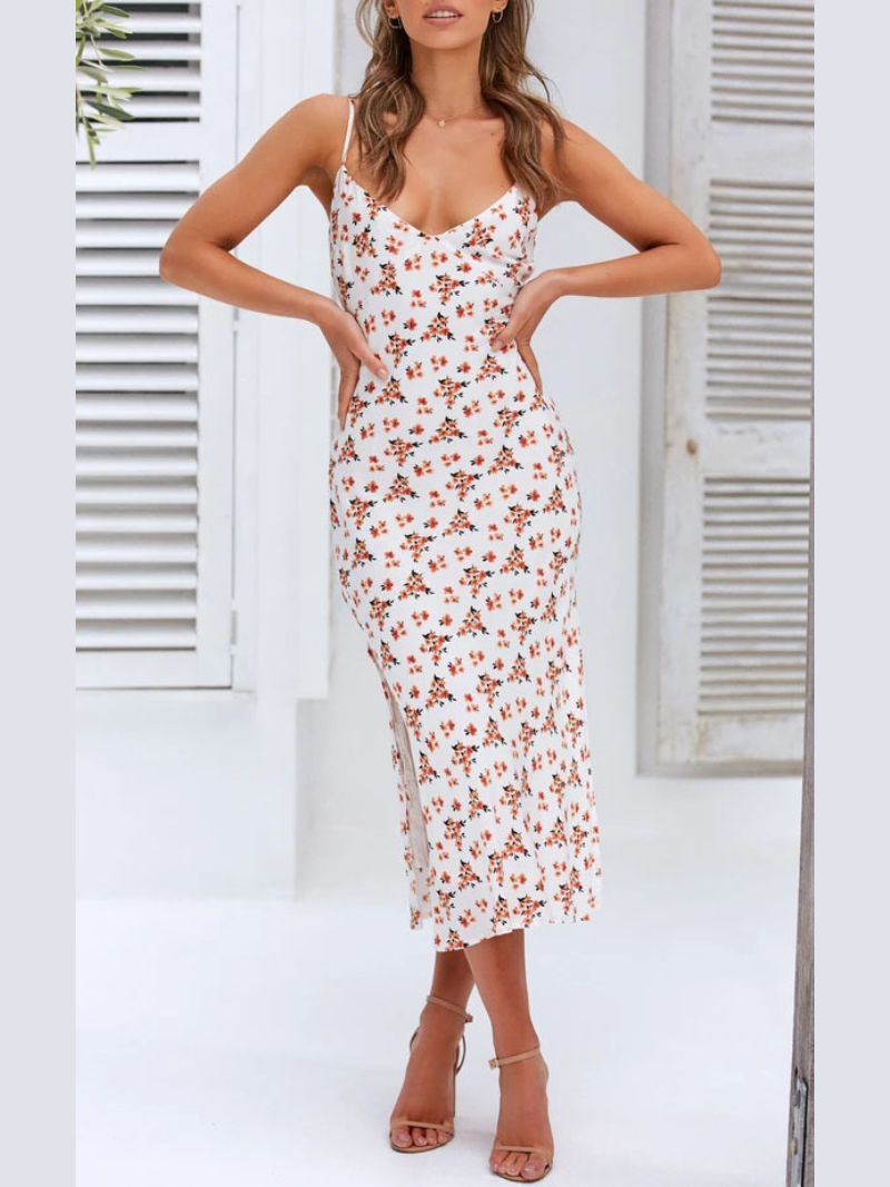 Robe Fleurie d’Été Sans Manches Fendue ORIS WEAR