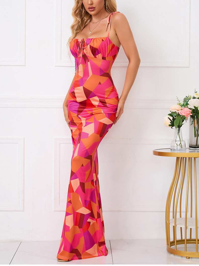 Robe Imprimée Fluide à Épaules Dénudées ORIS WEAR