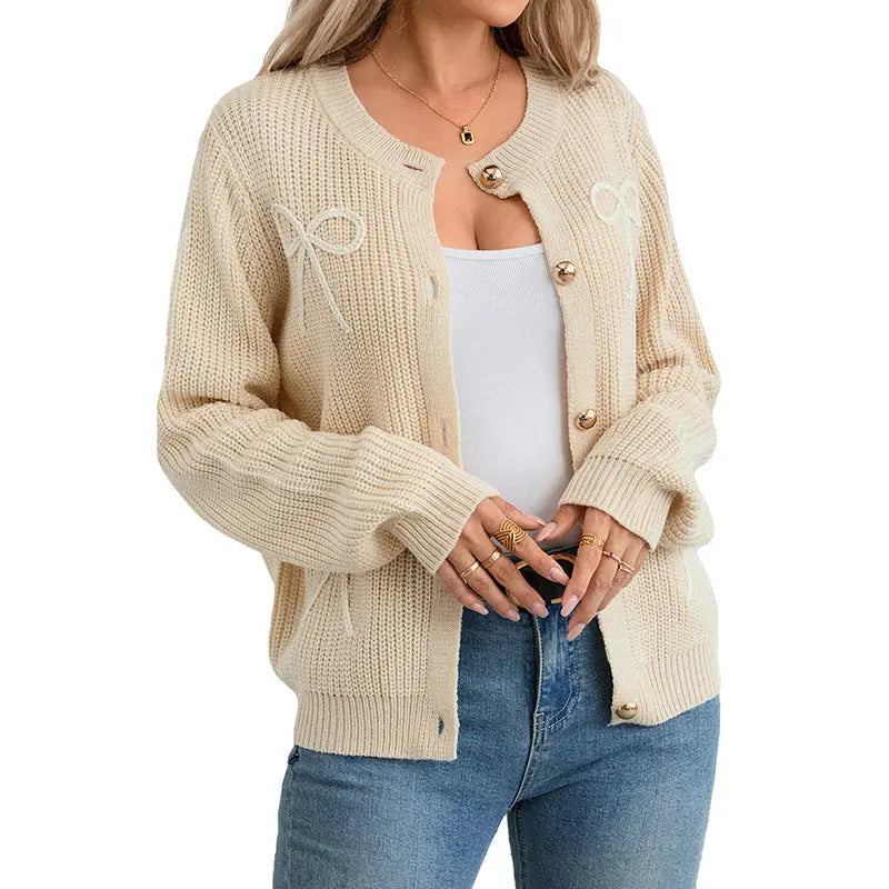 Cardigan en maille – Détails nœuds féminins ORIS WEAR