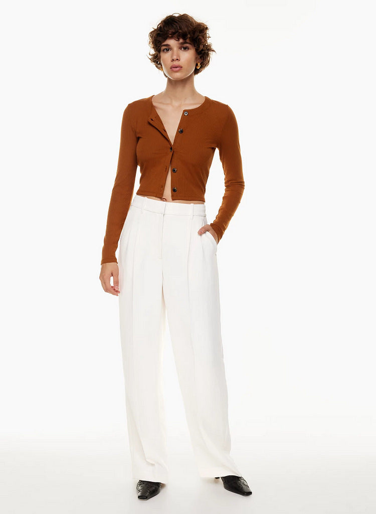 Pantalon droit taille haute  décontracté à jambes larges ORIS WEAR