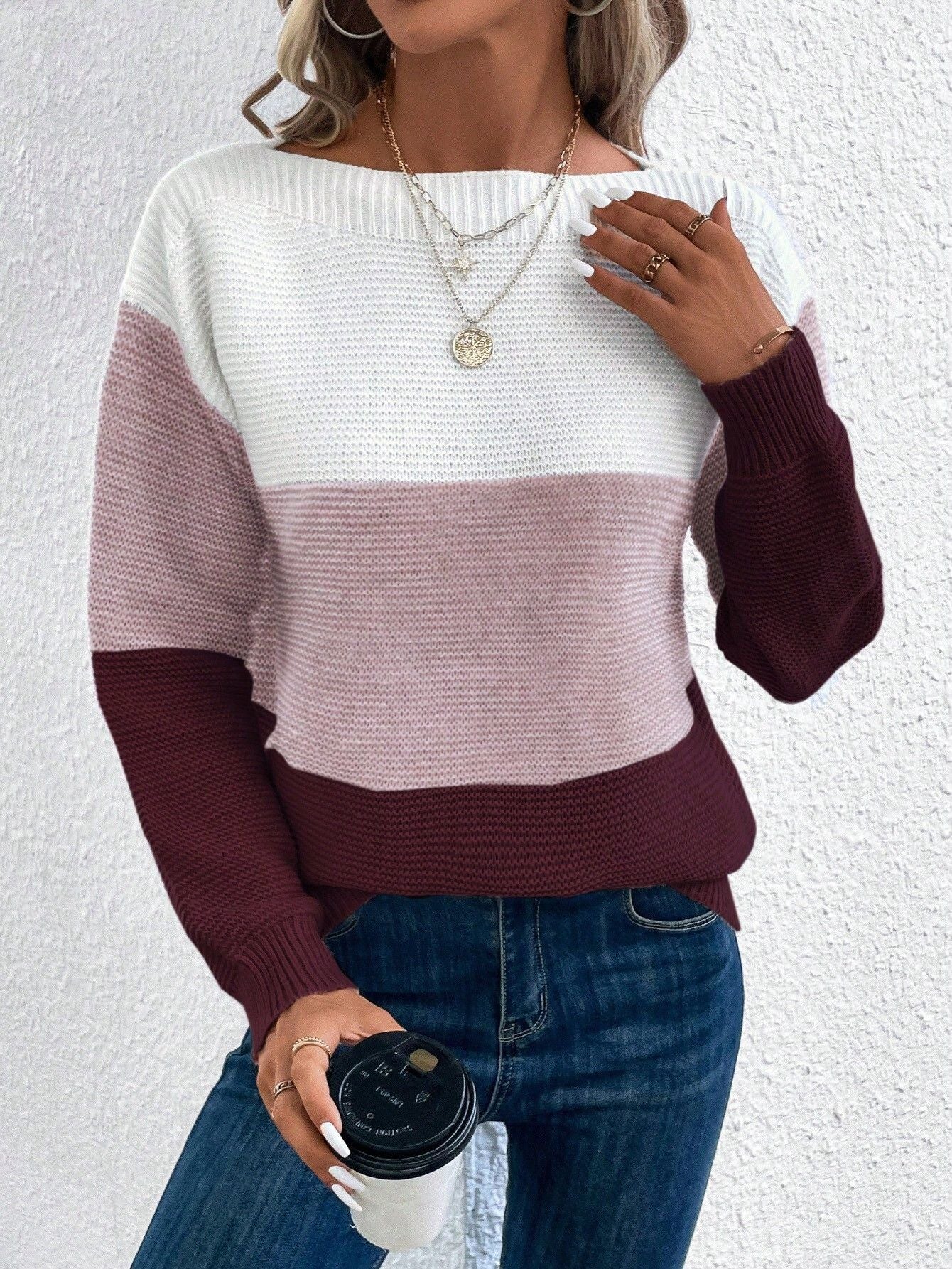 Pull Tricoté à Col Rond avec Détails en Tricot pour Femme ORIS WEAR