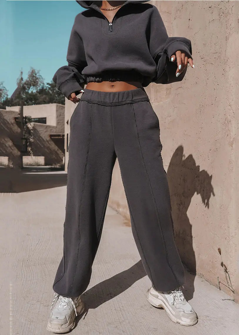 Ensemble Décontracté Femme – Sweat Col Montant & Pantalon Large ORIS WEAR