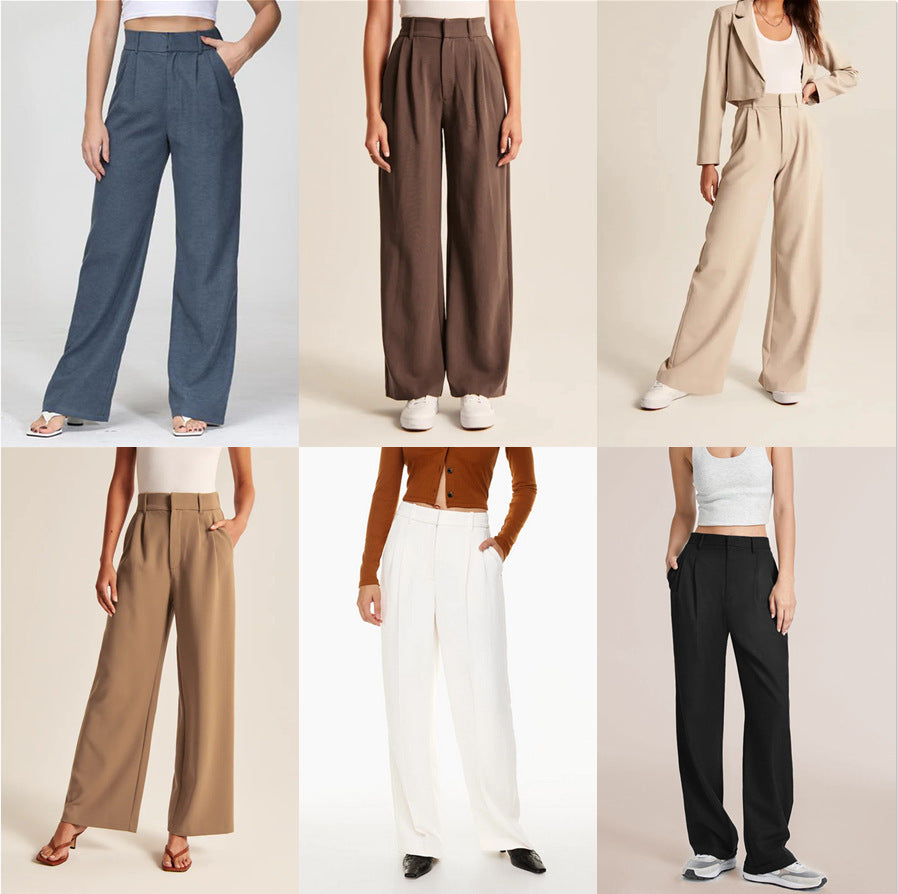 Pantalon droit taille haute  décontracté à jambes larges ORIS WEAR