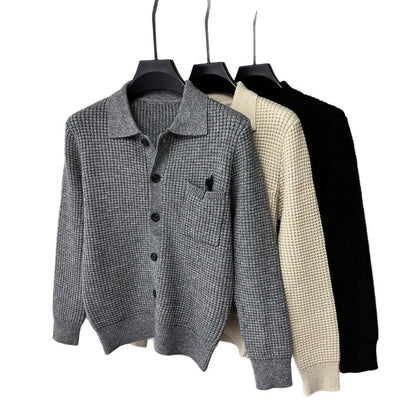 Casual Solid-Color Pocket Lapel Knit Sweater Coat ORIS WEAR