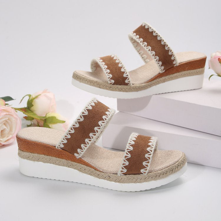 sandales d'été de style ethnique à doubles lanières larges ORIS WEAR