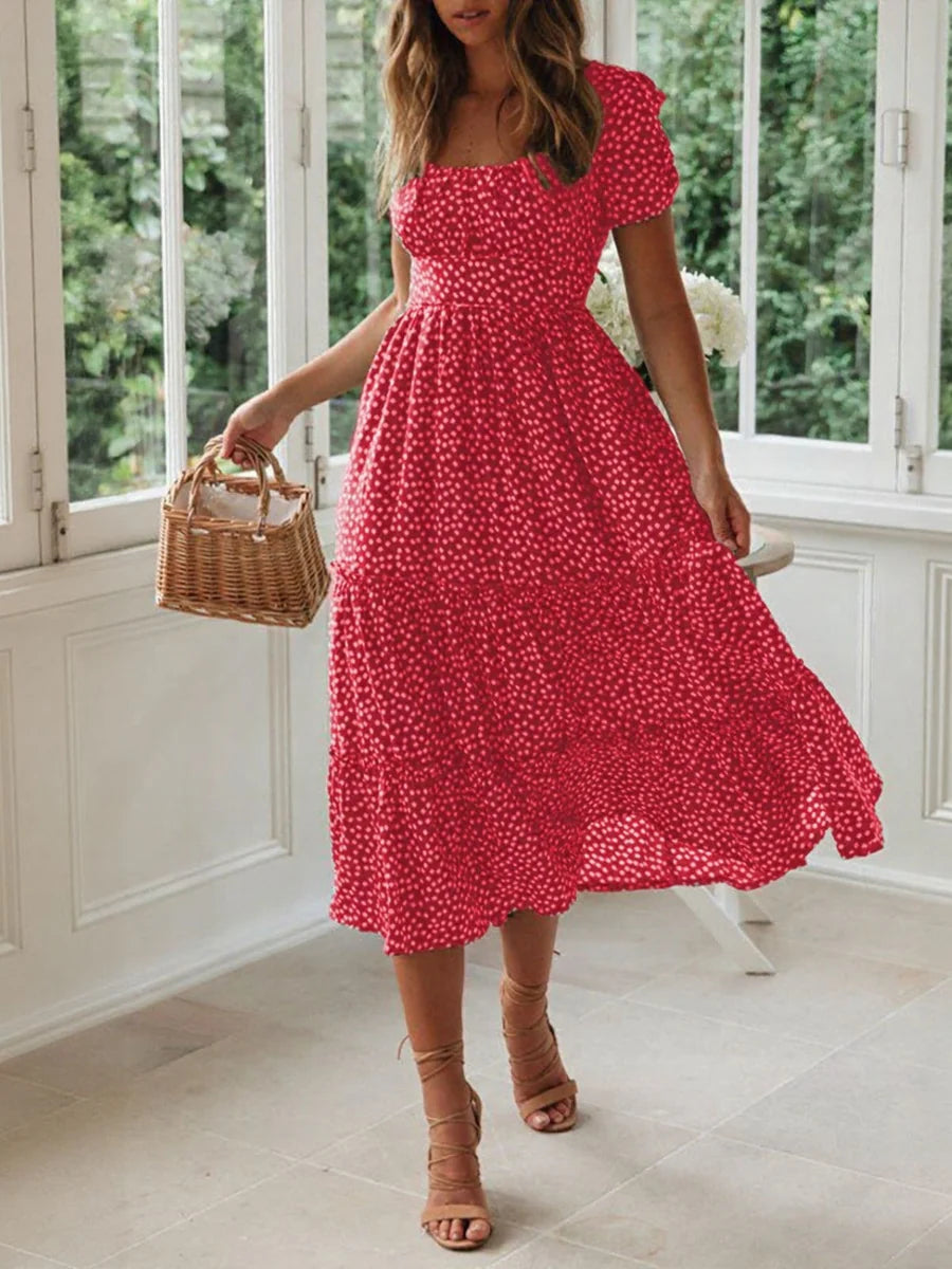 Anais | Robe longue Vintage à Manches Bouffantes & Motif Floral ORIS WEAR