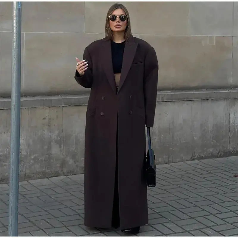 Manteau chic effet laine à double boutonnage avec col à revers ORIS WEAR