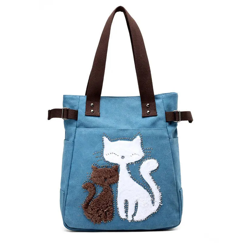 Sac en Toile avec Chat Mignon Appliqué ORIS WEAR