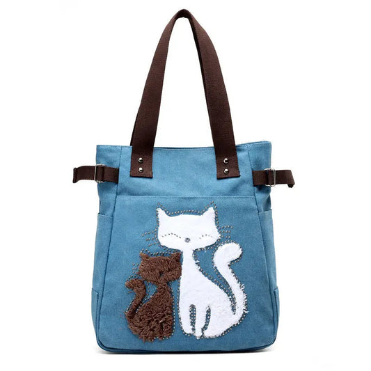 Sac en Toile avec Chat Mignon Appliqué ORIS WEAR